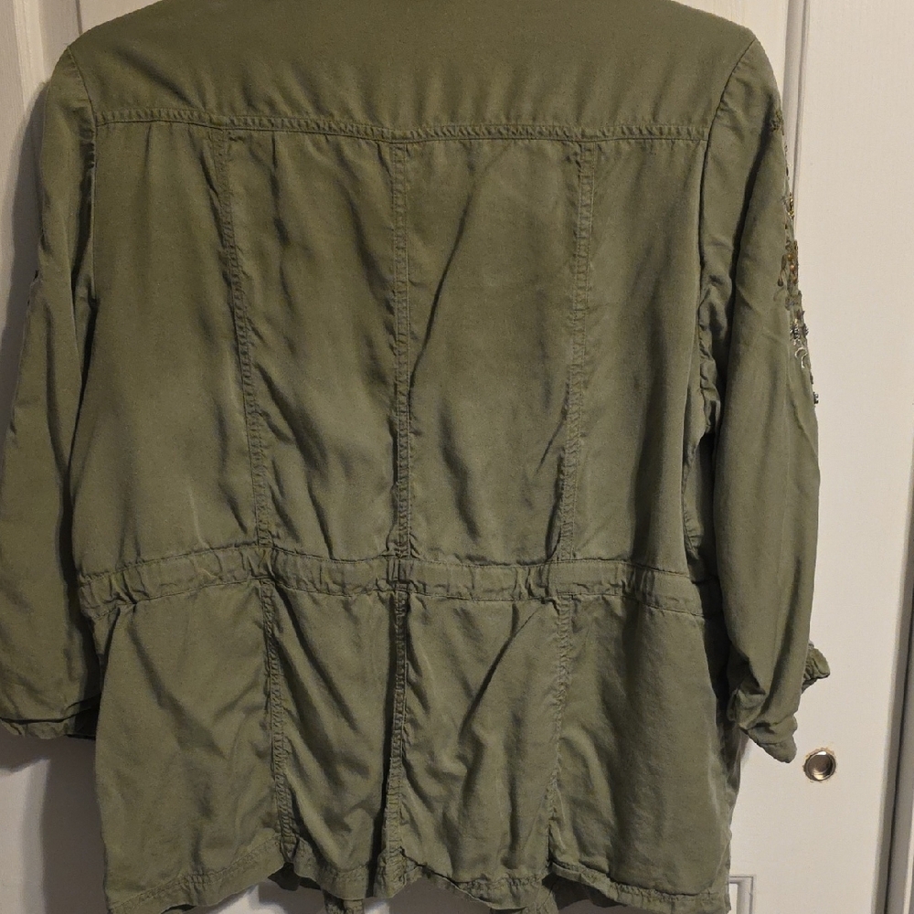 Chico's Olive Embroidered Utility Jacket - Picture 10 of 12